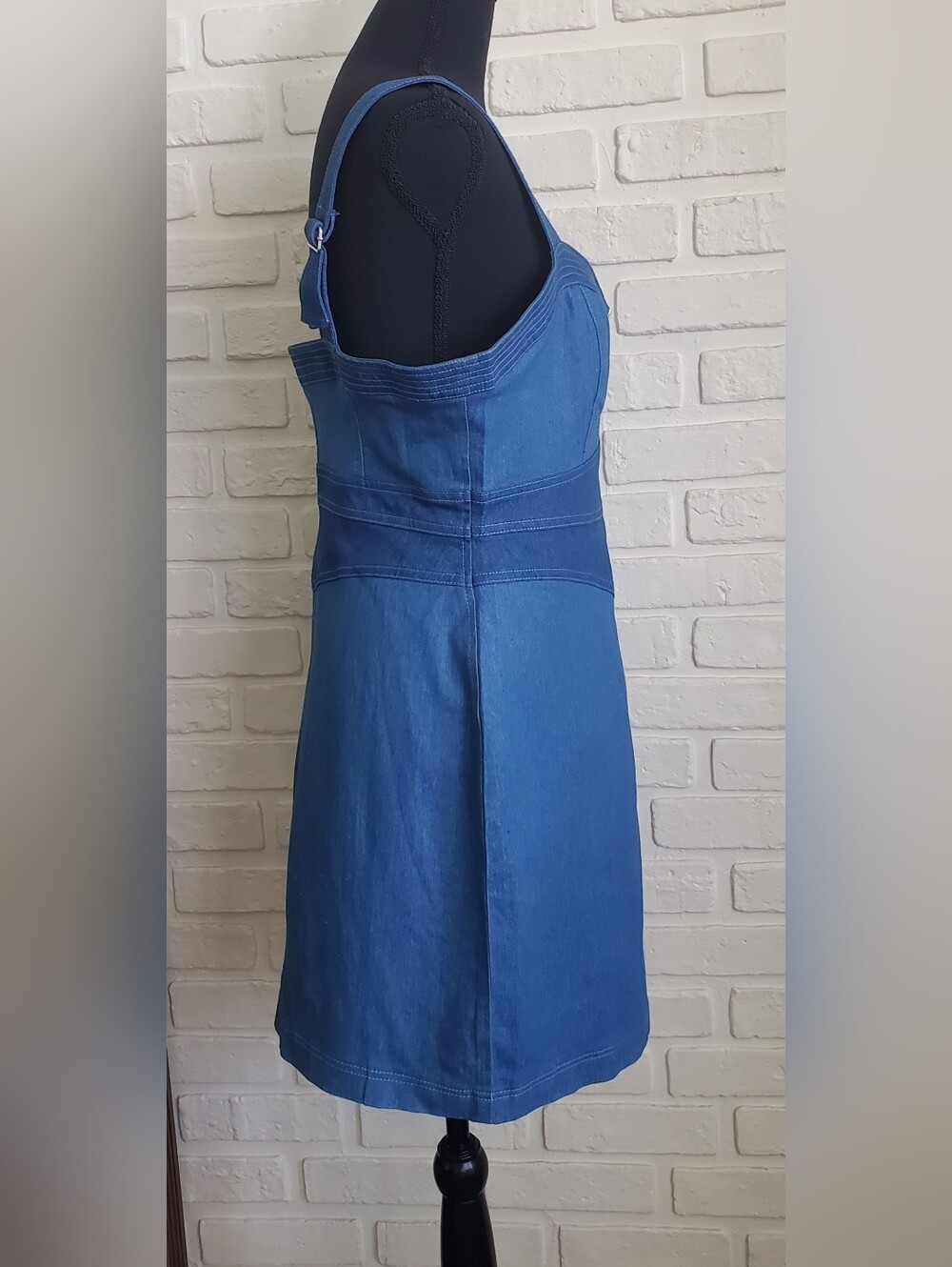 Betsey Johnson Zip Front Sweetheart Bustier Denim Mini Dress Size 12 - Picture 6 of 14